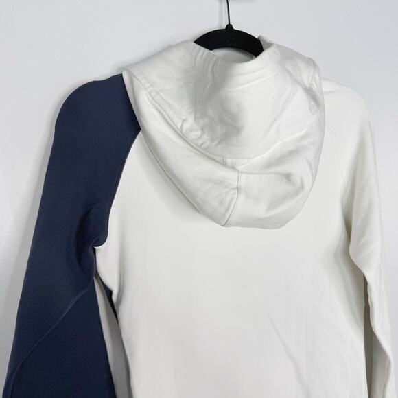 Tory Burch Sport XSmall XS White Navy Blue Reflective Stripe Hoodie Sweatshirt - Picture 10 of 12